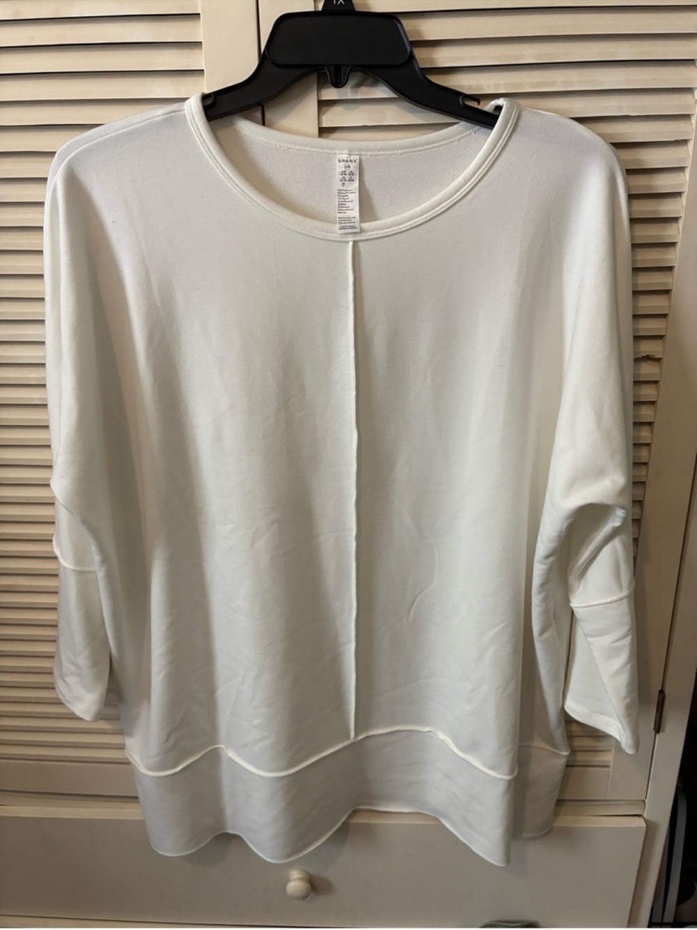 SPANX Cream Long-Sleeve Crewneck Top